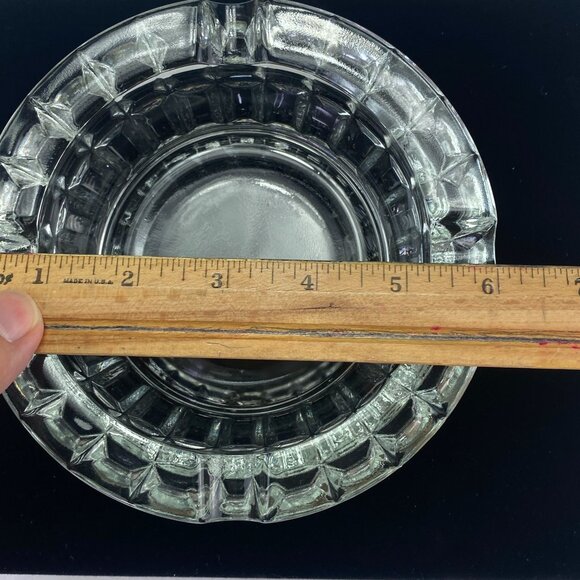 Vintage Heavy Glass Cigar Cigarette Ashtray 6 Inch 4 Rest Round Clear - Picture 7 of 8